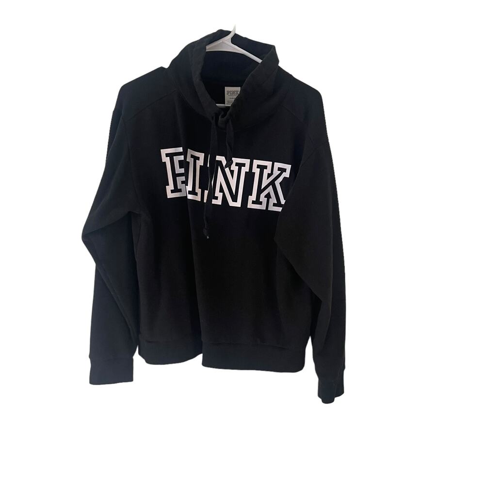 PINK Women's Size Medium Black Cowl Neck‎ Campus Pullover Sweater